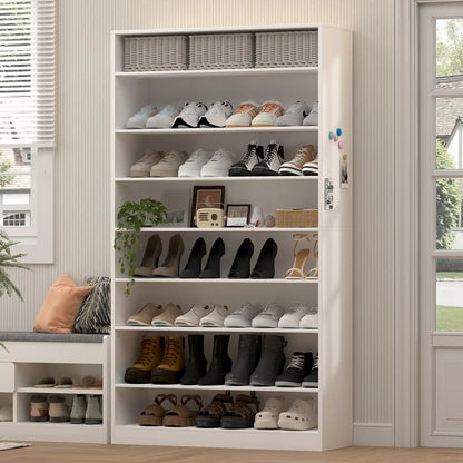 Greatmeet Shoe Rack for Closet, Tall Freestanding Wooden Shoe Storage Organizer for Entryway Mudroom Garage, White 11.8 x 31.5 x 70.3 inches