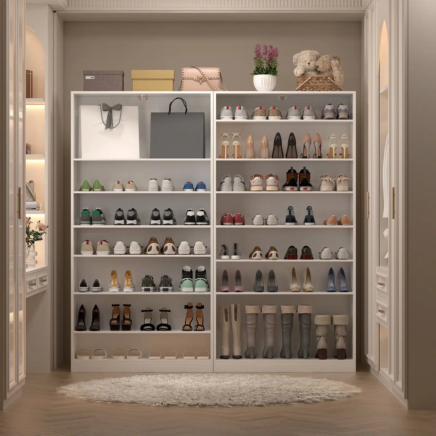 Greatmeet Shoe Rack for Closet, Tall Freestanding Wooden Shoe Storage Organizer for Entryway Mudroom Garage, White 11.8 x 31.5 x 70.3 inches