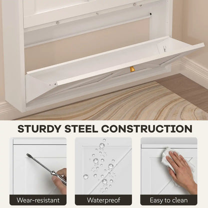 close-up of the durable metal frame structure ensuring long-lasting stability for the space-saving shoe organizer