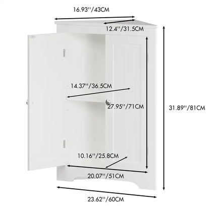 dimensional diagram of the compact floor cabinet for easy space planning