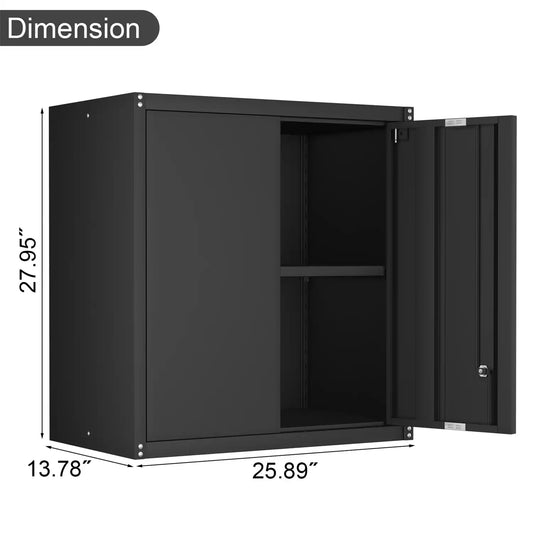 dimensional diagram of the heavy duty metal wall cabinet illustrating #black