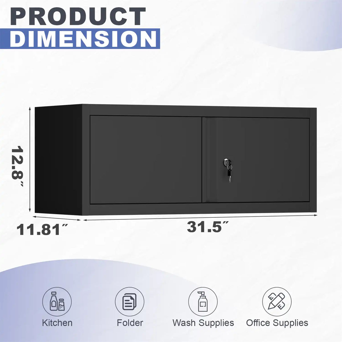 dimensions diagram of the low-profile overhead storage unit #black