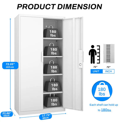 Greatmeet 72" H Tall Metal Garage Storage Cabinet with Lockable Doors and Adjustable Shelves