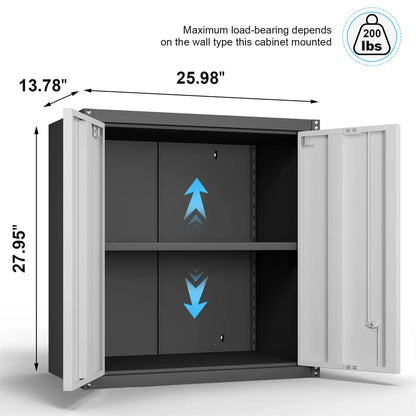 interior capacity and dimensions graphic for the metal tool cabinet showing storage volume