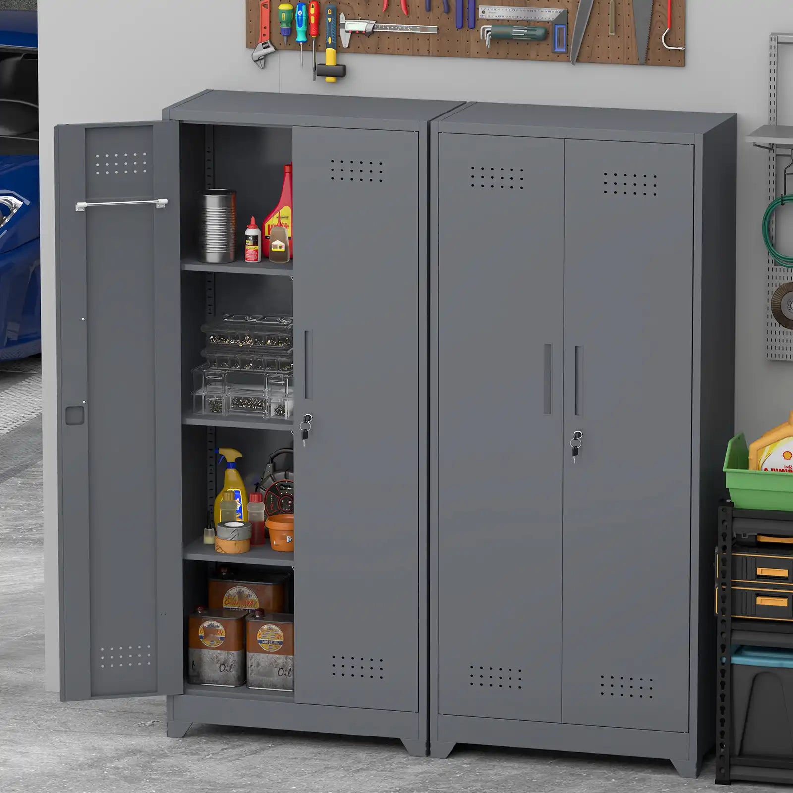 metal broom closet with 2 doors 2
