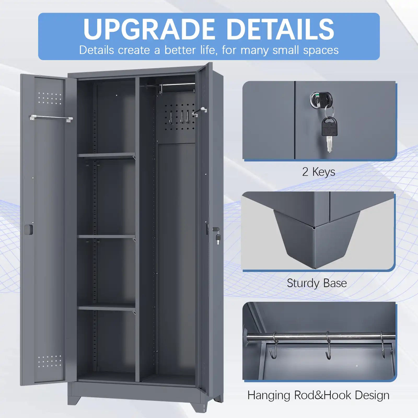 metal broom closet with 2 doors 4
