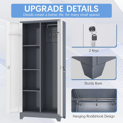 metal broom closet with 2 doors 7