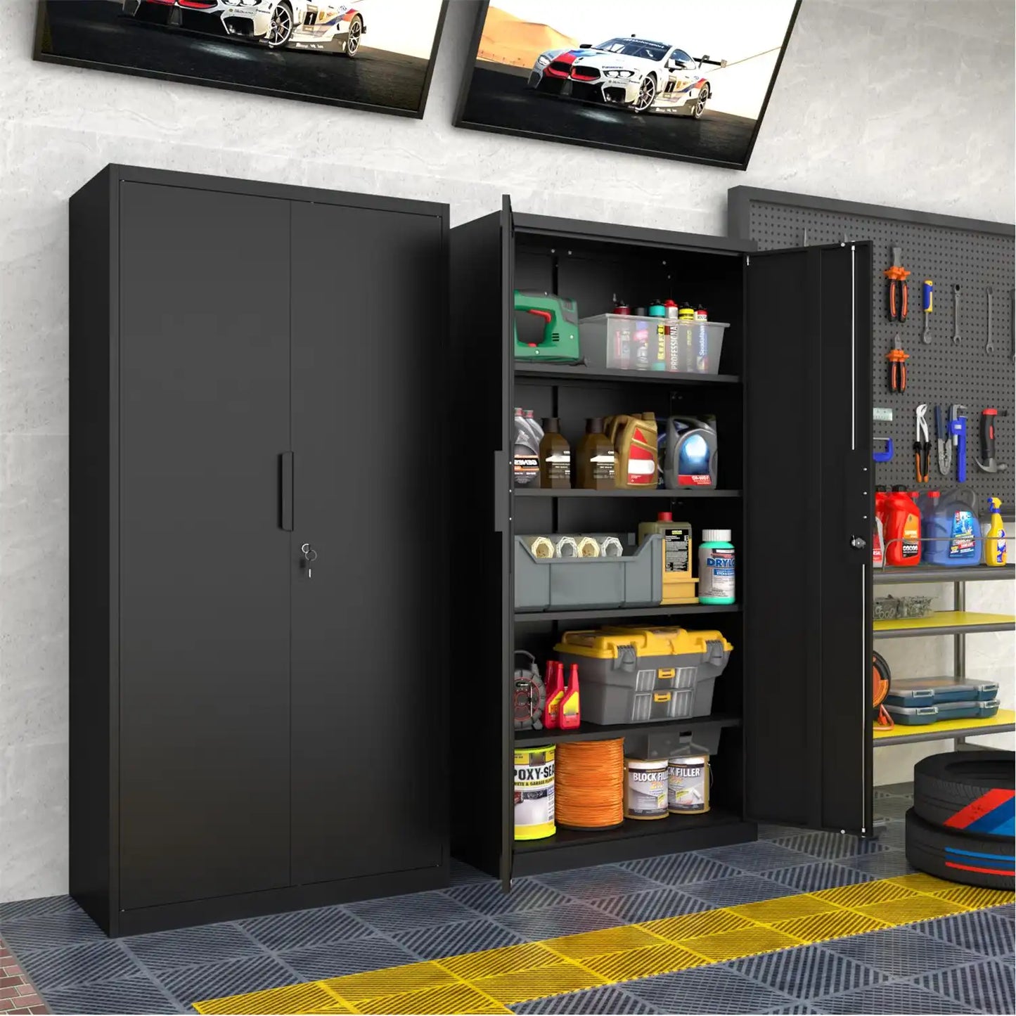 Greatmeet 72" H Tall Metal Garage Storage Cabinet with Lockable Doors and Adjustable Shelves