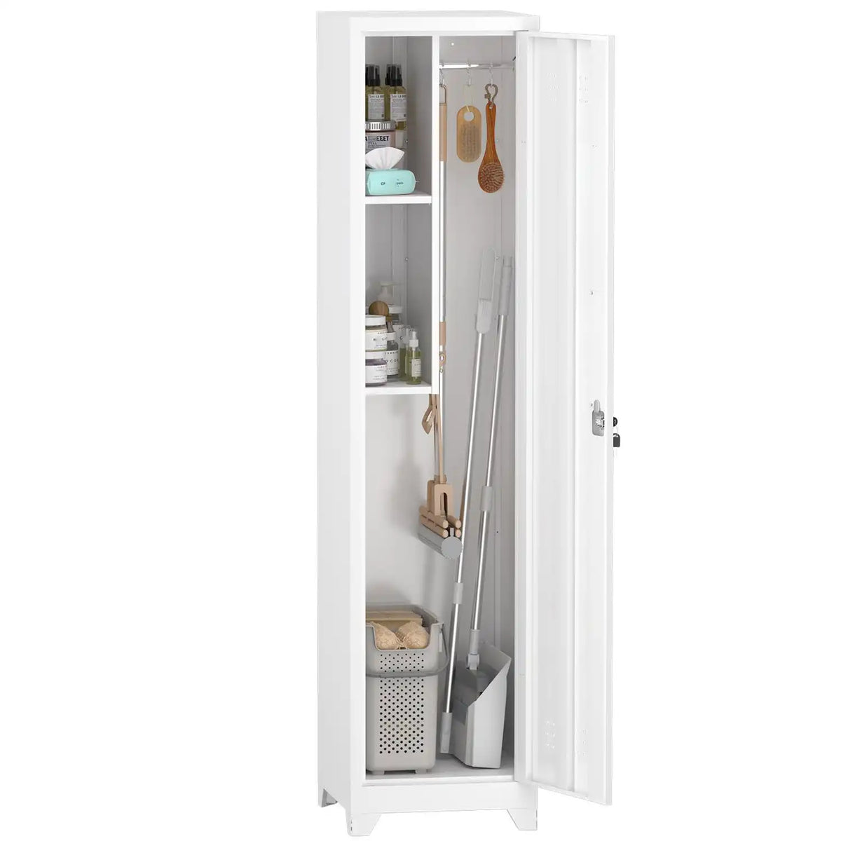 minimalist pure white single door metal locker with a clean modern finish #white