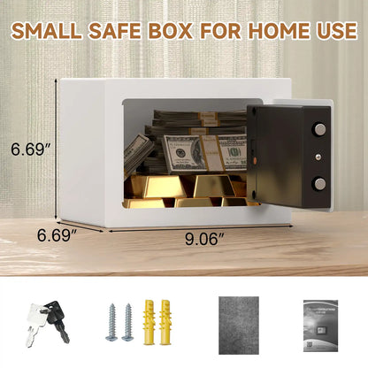 size diagram displaying the exact measurements of the metal lock box