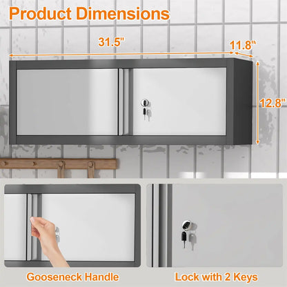 size specifications for the steel wall cabinet with 12.8-inch low-profile height
