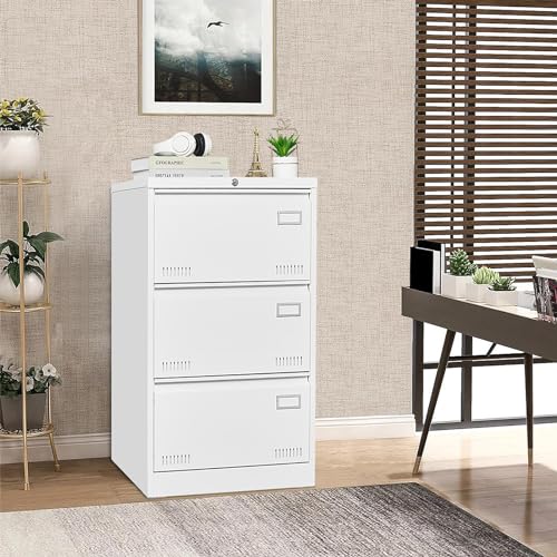GREATMEET 2 Drawer Lateral File Cabinet,Metal Filing Cabinet with Lock,Locking Storage File Cabinet for Hanging Files,Office Lateral File Cabinets for Letter/Legal/F4/A4 Size,Black-2Drawer