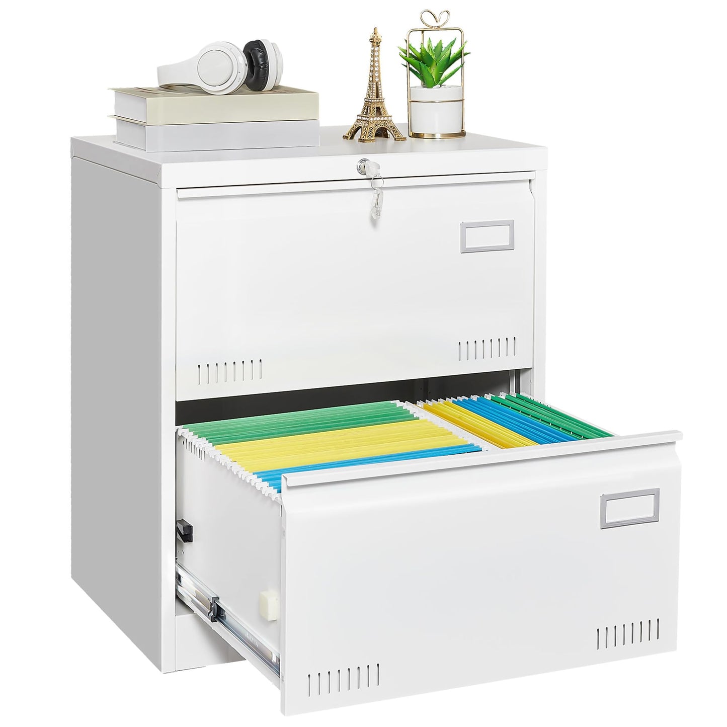 GREATMEET Lateral File Cabinet,Metal Filing Cabinet with Lock,Locking Storage File Cabinet for Hanging Files,Office Lateral File Cabinets for Letter/Legal/F4/A4 Size