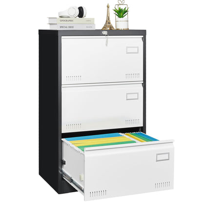 GREATMEET Lateral File Cabinet,Metal Filing Cabinet with Lock,Locking Storage File Cabinet for Hanging Files,Office Lateral File Cabinets for Letter/Legal/F4/A4 Size