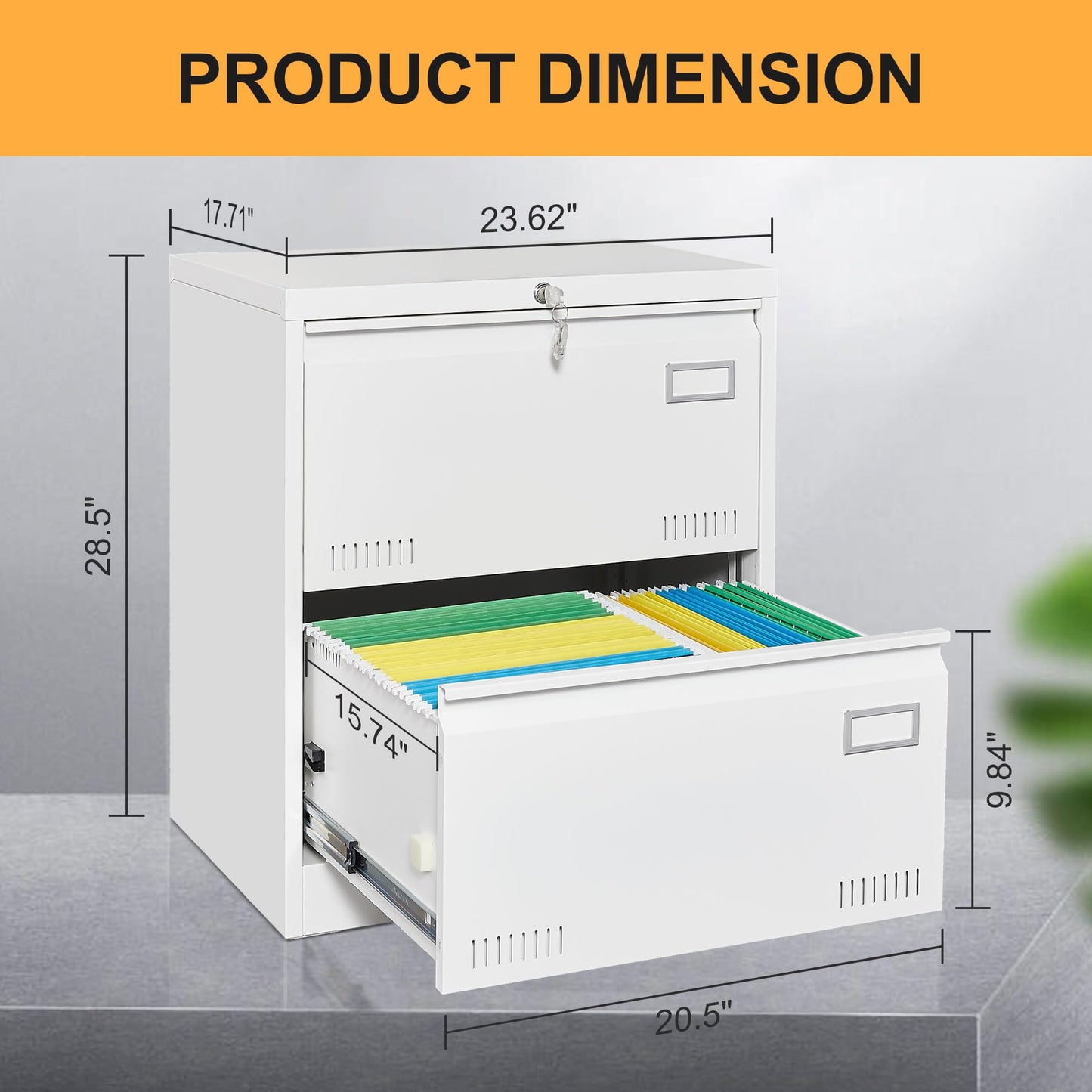 GREATMEET Lateral File Cabinet,Metal Filing Cabinet with Lock,Locking Storage File Cabinet for Hanging Files,Office Lateral File Cabinets for Letter/Legal/F4/A4 Size