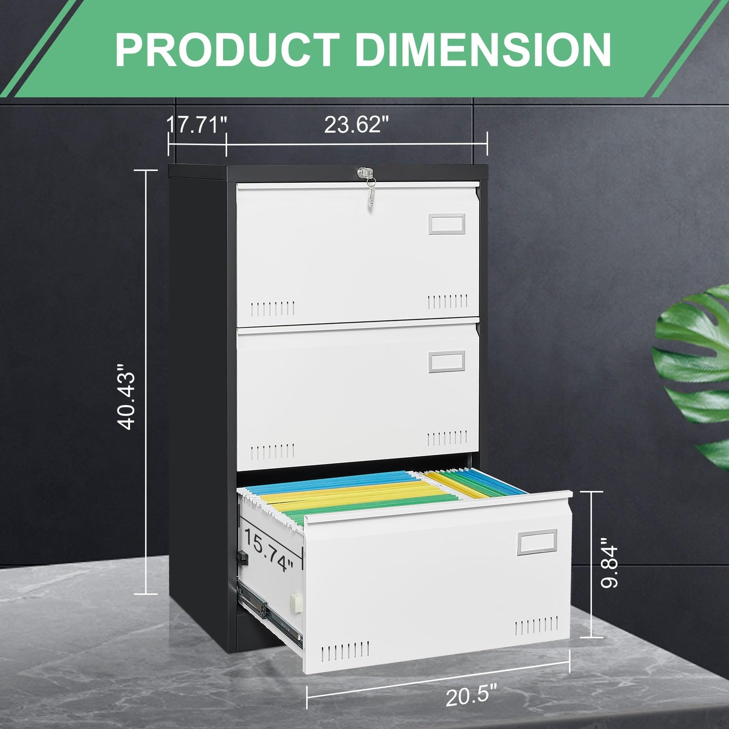 GREATMEET Lateral File Cabinet,Metal Filing Cabinet with Lock,Locking Storage File Cabinet for Hanging Files,Office Lateral File Cabinets for Letter/Legal/F4/A4 Size