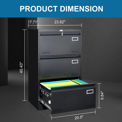 GREATMEET Lateral File Cabinet,Metal Filing Cabinet with Lock,Locking Storage File Cabinet for Hanging Files,Office Lateral File Cabinets for Letter/Legal/F4/A4 Size